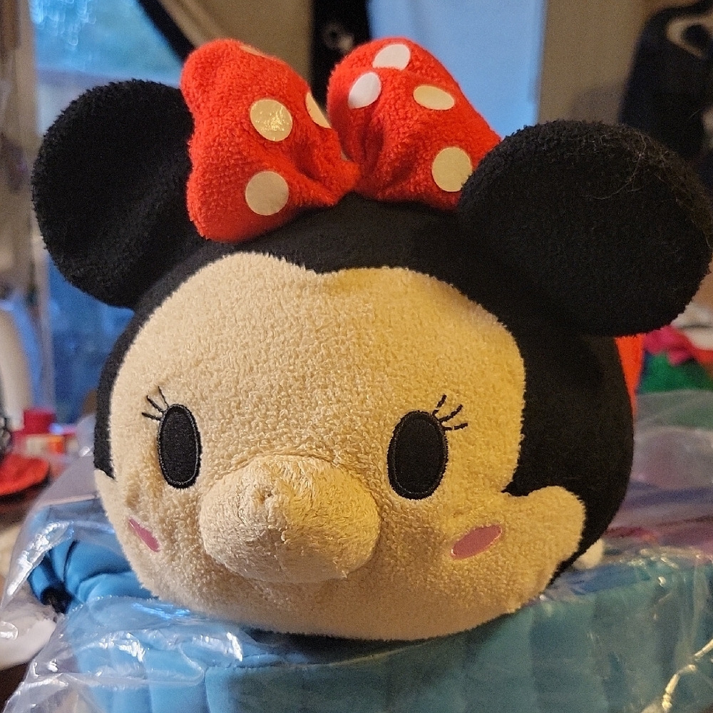 Disney Minnie Mouse Plush w/ Red Bow • Stackable Collectible Stuffed Animal